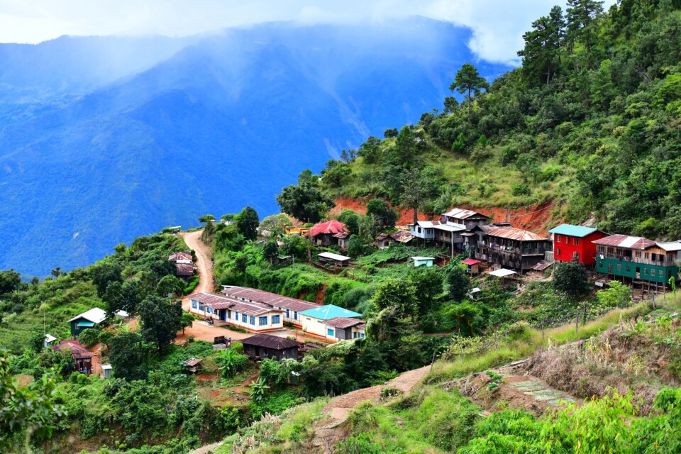Small Village On The Side Of A Mountain Myanmar